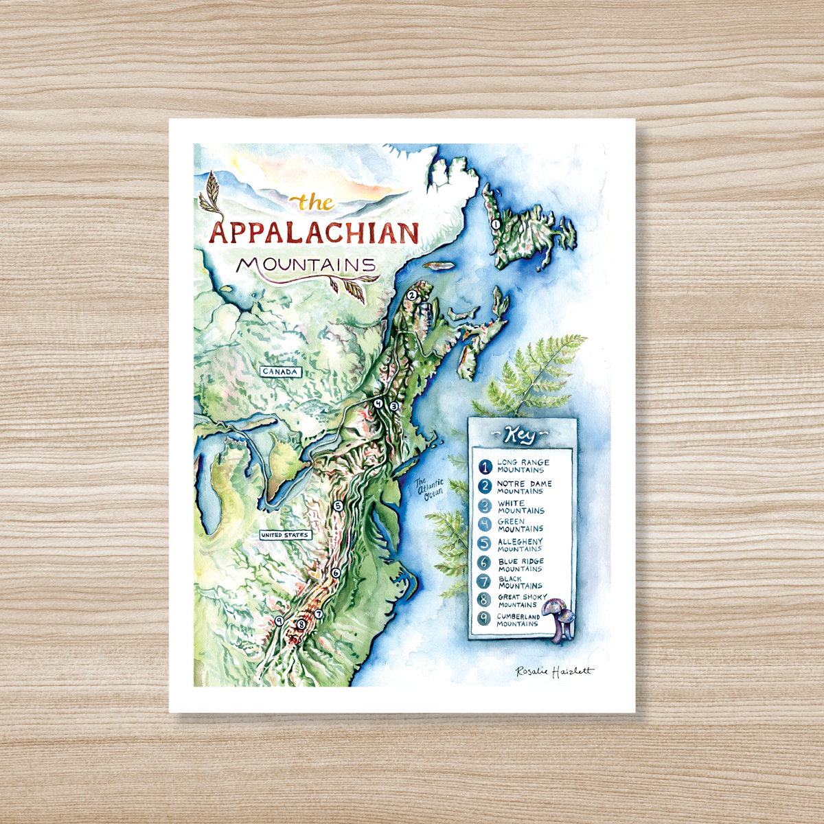 Appalachian Mountains Map - Watercolor Art Print – 3 Rivers Outdoor Co